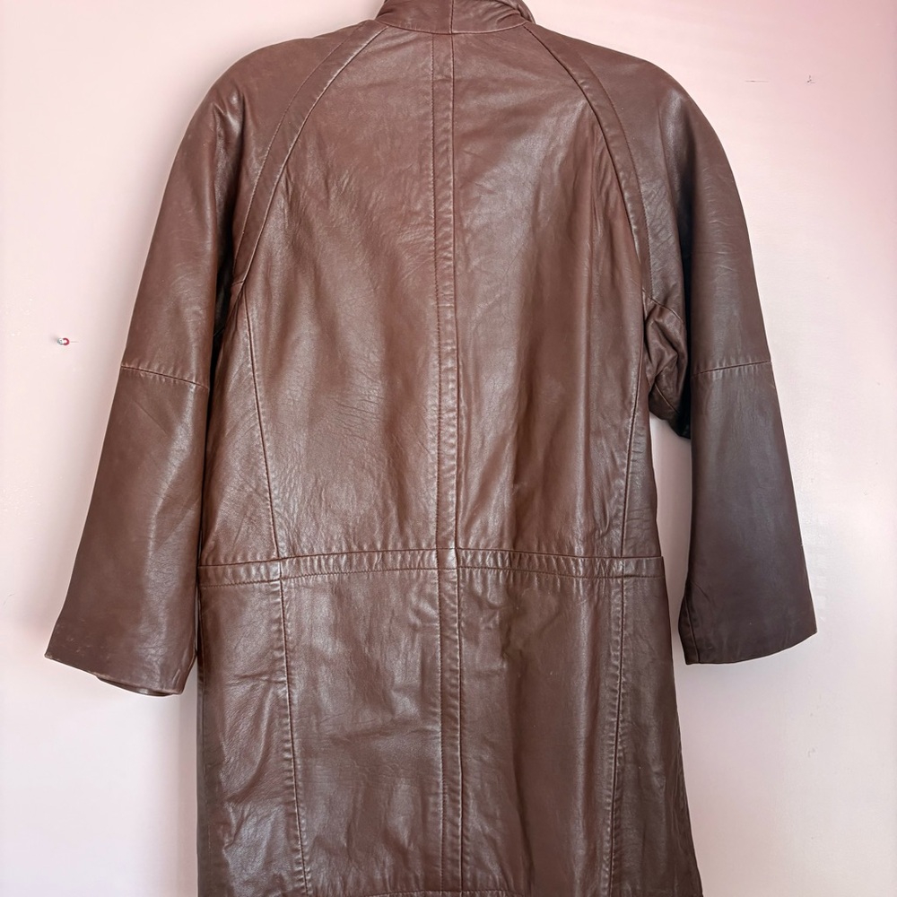 💚LNR Vintage Brown Leather Coat - Picture 8 of 9